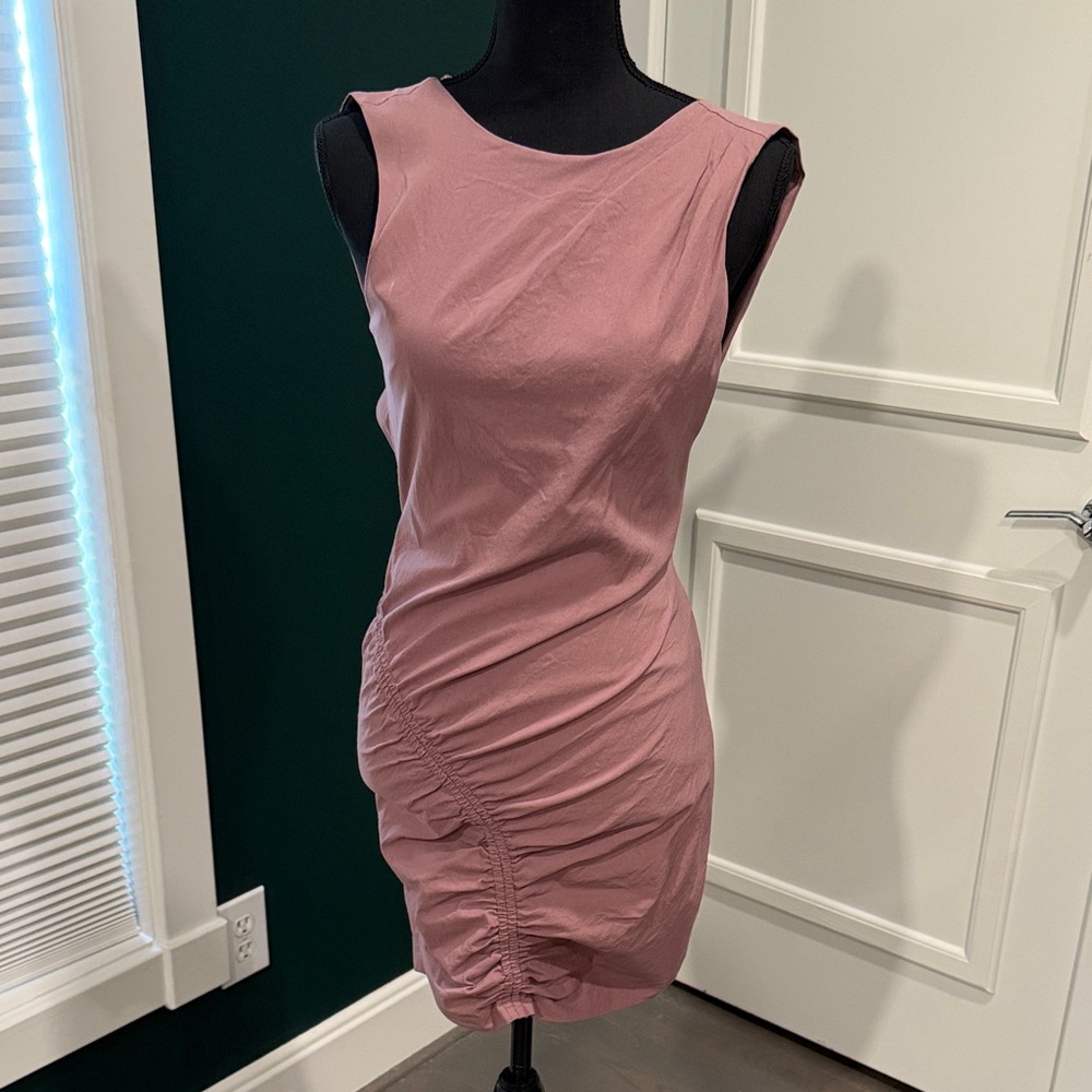 Sleeveless Ruched Zara Stretch Linen Dress